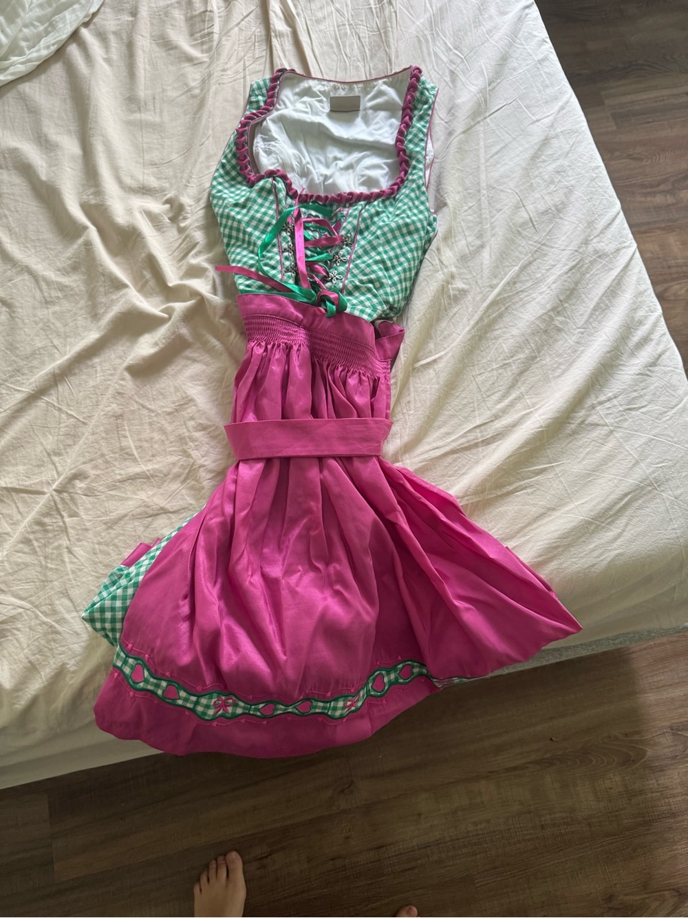 Women's Pink & Green Traditional Dirndl Dress
